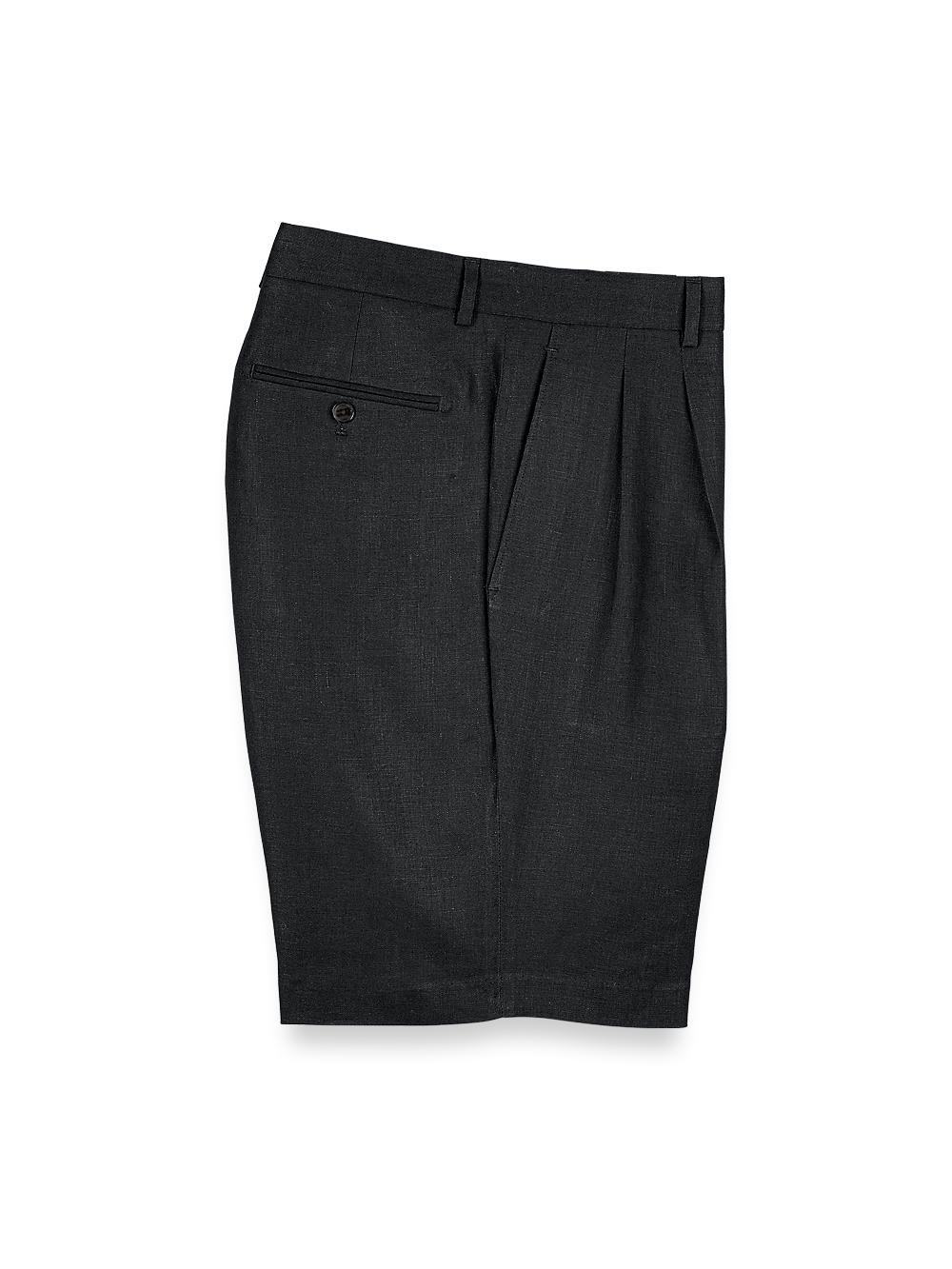 Linen Pleated Shorts - Black Product Image