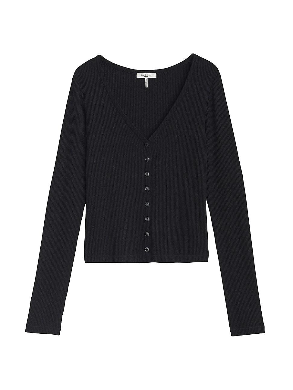 Womens Vee Ribbed Crop Cardigan Product Image