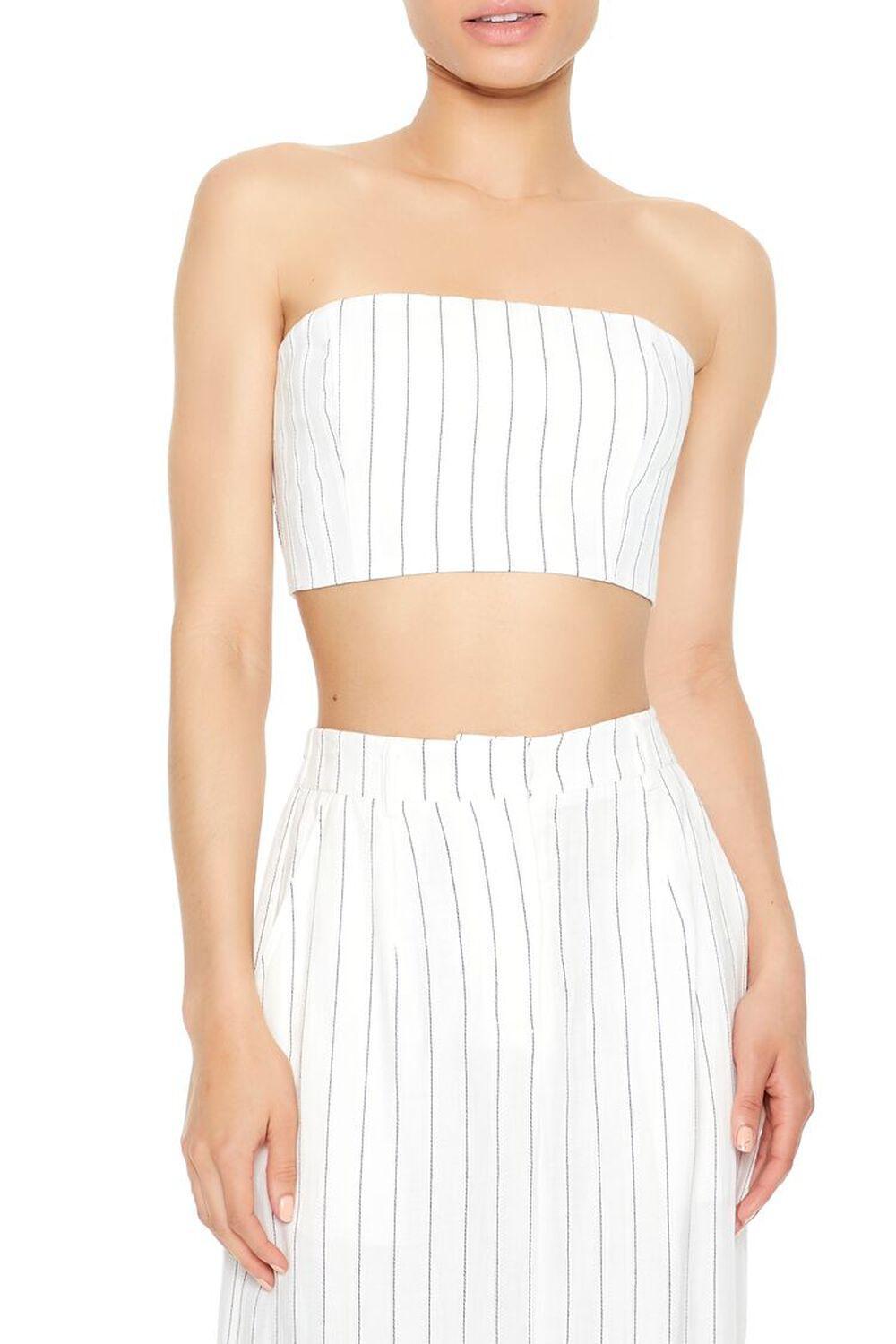 Cropped Pinstripe Tube Top | Forever 21 Product Image