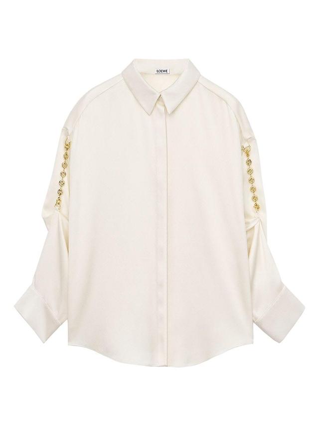 Womens Oversized Chain-Embellished Satin Shirt Product Image