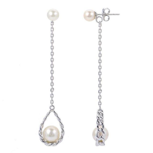 PearLustre by Imperial Sterling Silver Freshwater Cultured Pearl Linear Drop Earrings, Womens Product Image