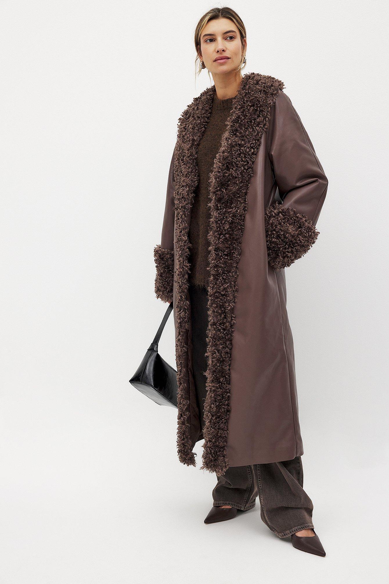 Shearling Detail Maxi Coat Product Image