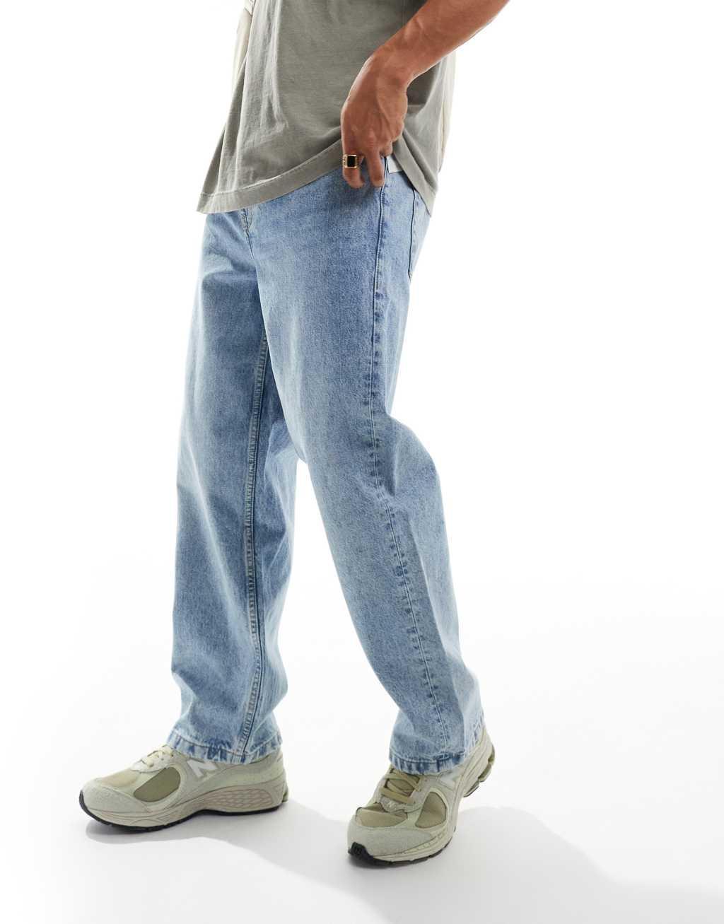 Pull&Bear baggy fit jeans in mid blue Product Image