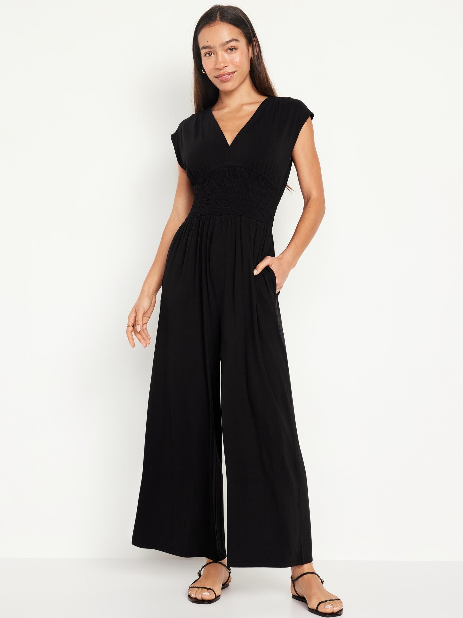 Waist-Defined Shirred Jumpsuit for Women Product Image