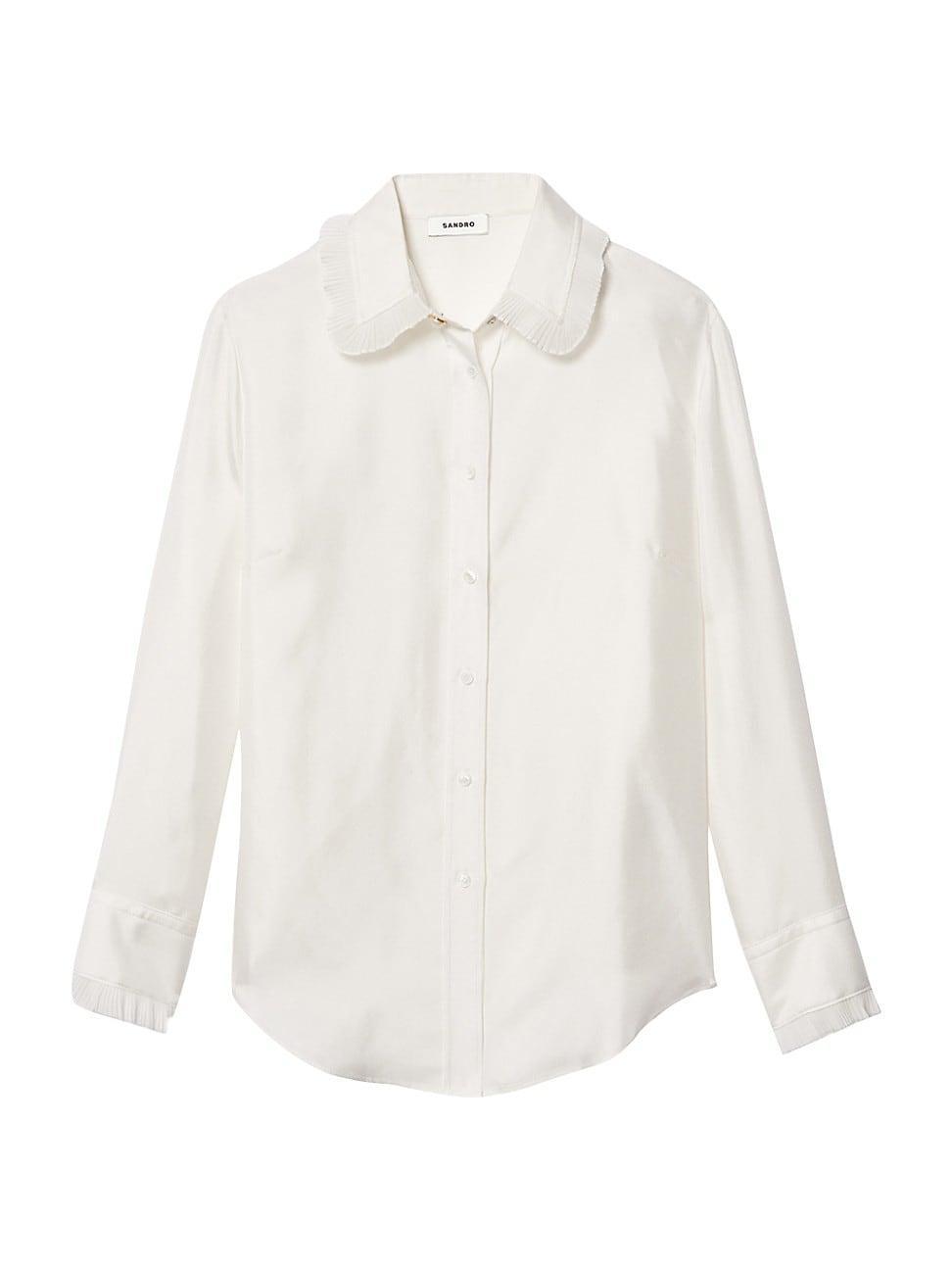 Womens Silk Shirt with Pleated Trim product image