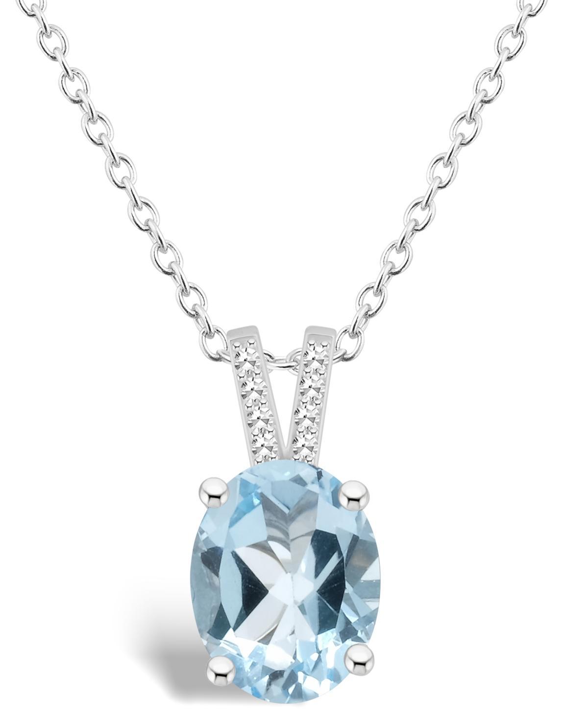 Macys Womens Sky Blue Topaz (3-3/5 ct.t.w.) and Diamond Accent Pendant Necklace in Sterling Silver Product Image