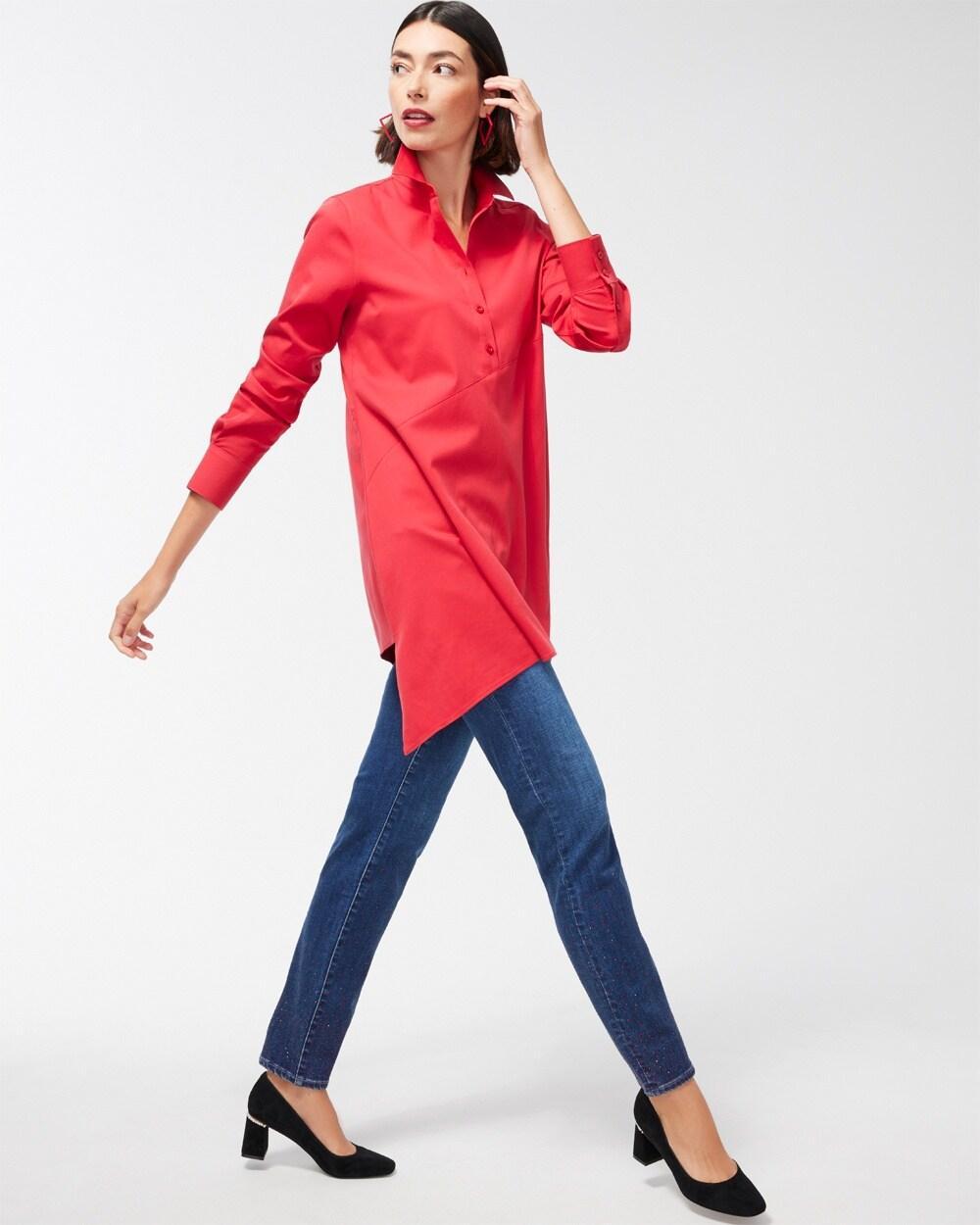 No-Iron Stretch Asymmetrical Tunic Product Image