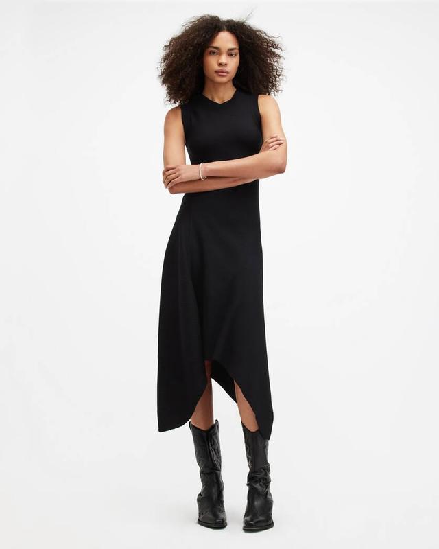 Gia Asymmetrical Ribbed Midi Dress Product Image