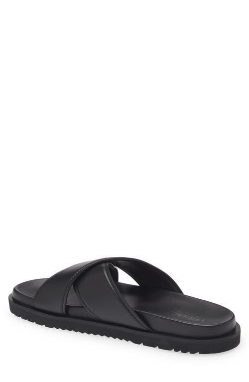 VERSACE Black Crossover Leather Slides Product Image