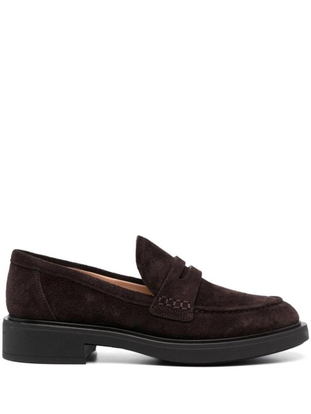 GIANVITO ROSSI Round-toe Suede Loafers In Marron Product Image