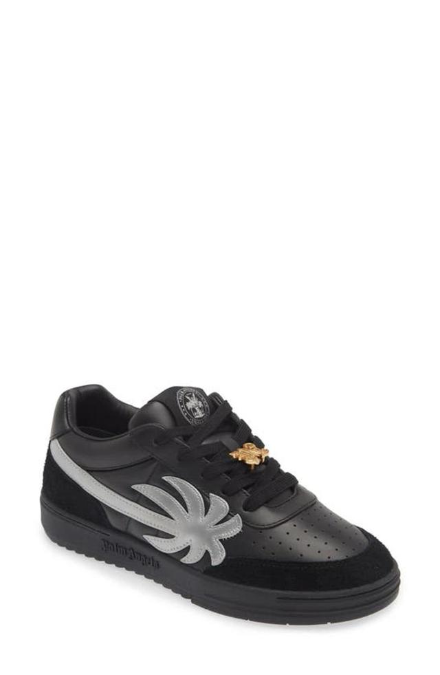 PALM ANGELS Palm Beach University Leather Sneakers In Black Product Image