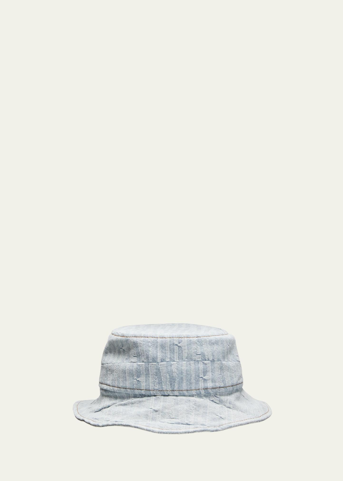 Amiri Men's Repeat Logo Denim Bucket Hat  - STONE INDIGO Product Image