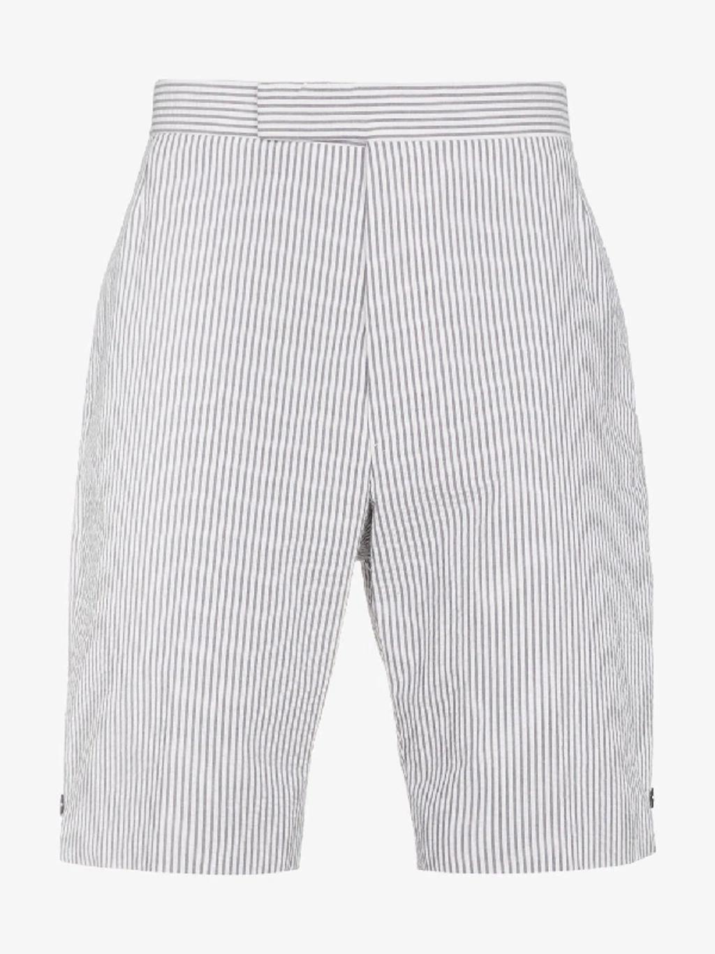 Striped Linen Shorts In Brown Product Image