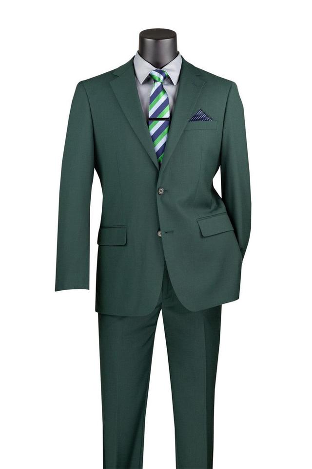 Nola Collection - Hunter Green Regular Fit 2 Piece Suit Flat Front Pants with 2″ Elastic Waistband Product Image