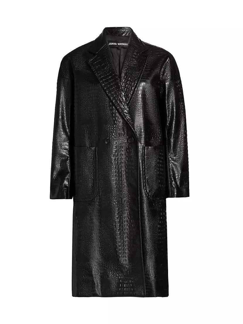 Faux Croc Leather Coat Product Image