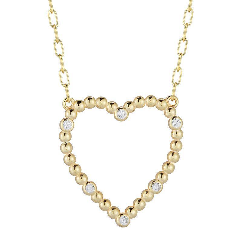 Sunkissed Sterling Cubic Zirconia Open Heart Necklace, Womens, Gold Tone Product Image