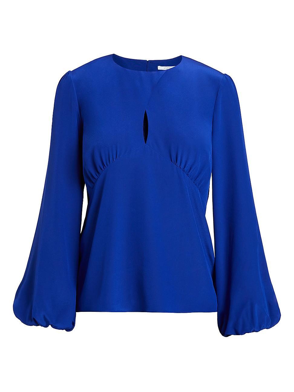 Womens Lyra Crossover Keyhole Silk Blouse Product Image