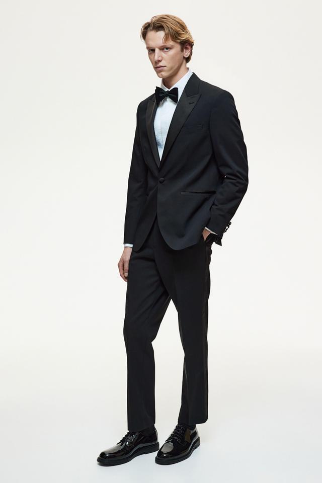 Slim Fit Wool-Blend Tuxedo Pants Product Image