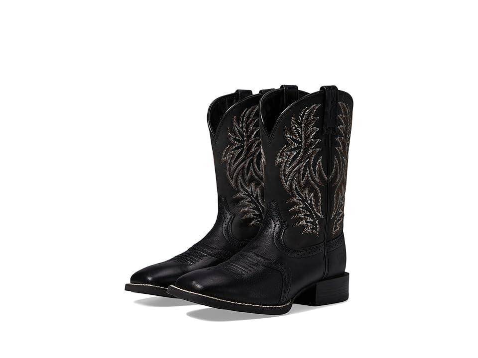 Ariat Sport Western Wide Square Toe (Black Deertan Cowboy Boots Product Image