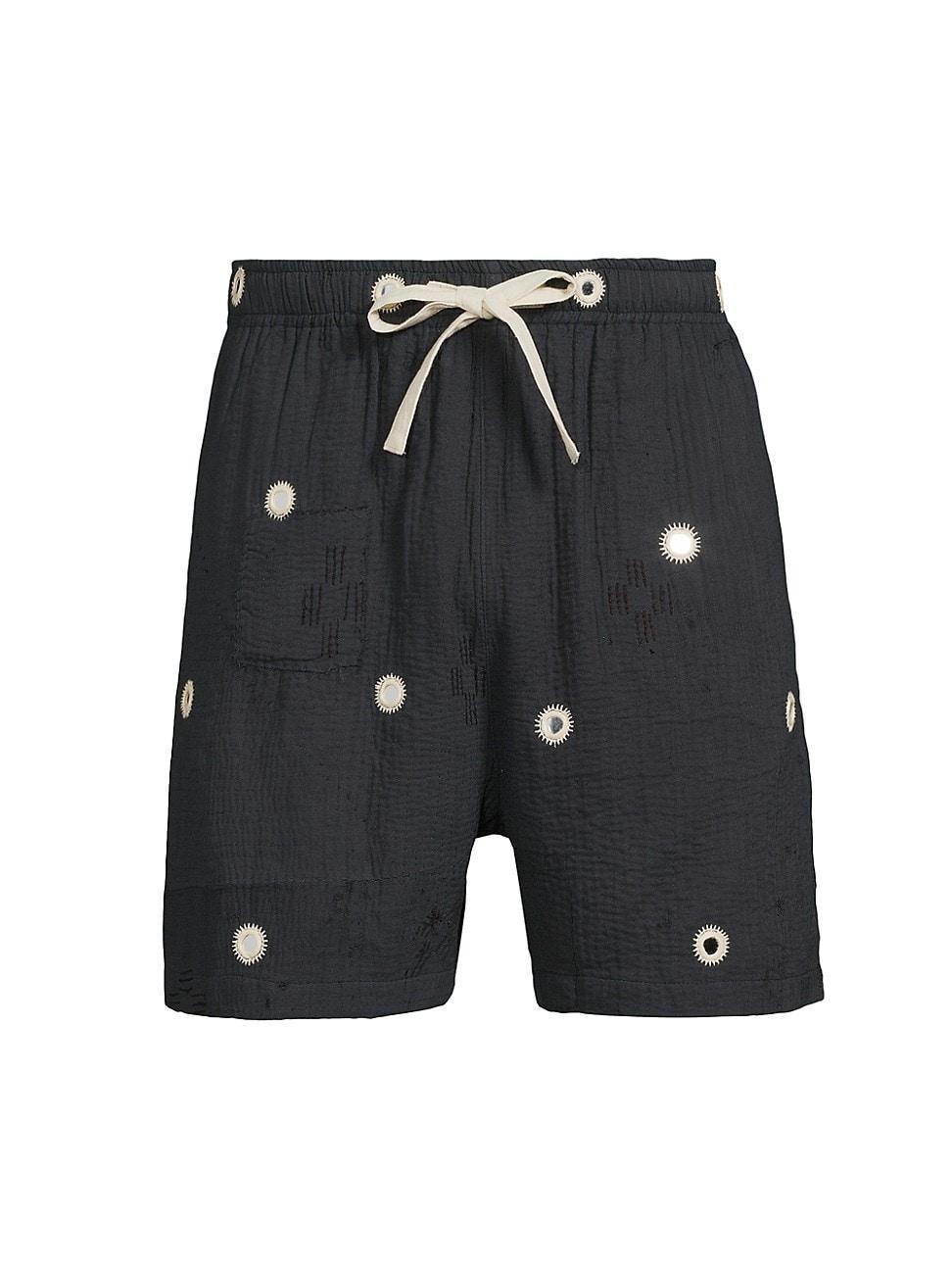 Mens Mirror-Embroidered Cotton Shorts Product Image