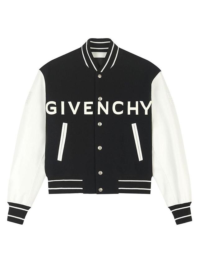 Mens Varsity Jacket in Wool and Leather Product Image