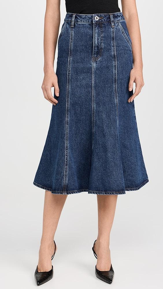 Self Portrait Flared Denim Midi Skirt | Shopbop Product Image