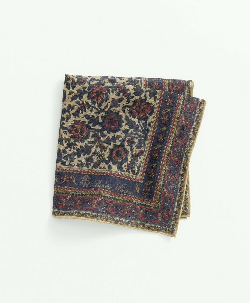 Ornate Floral Cotton-Linen Pocket Square Product Image