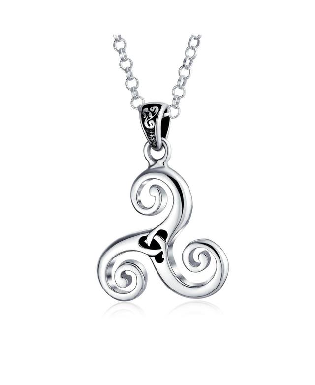 Bling Jewelry Spiritual Celtic Spiral Triquetra Trinity Knot Pendant Necklace For Women s Oxidized Sterling Silver Product Image