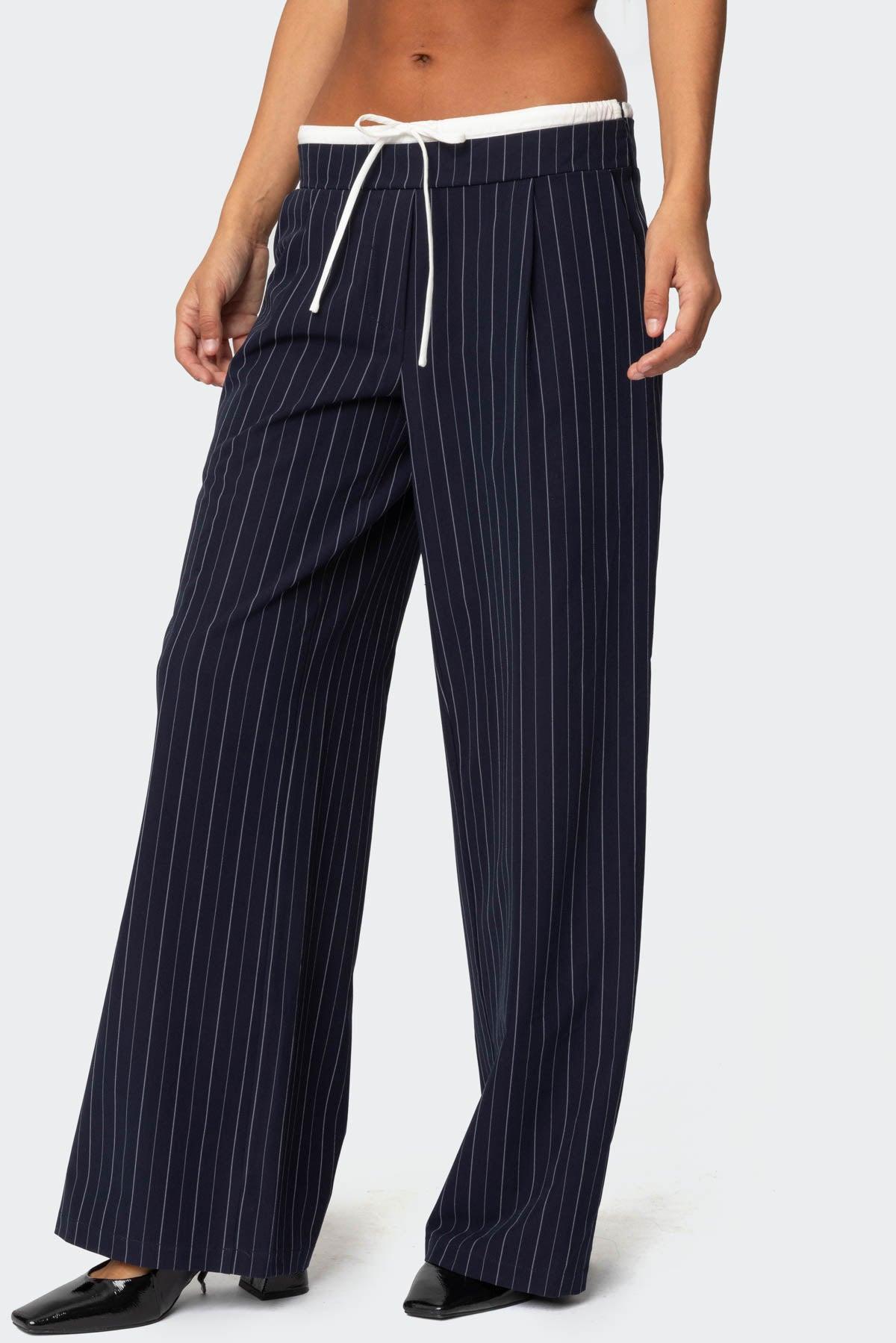 Pinstripe Peekaboo Drawstring Pants Product Image