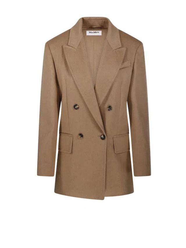 MAX MARA Falster Double-breasted Long-sleeved Jacket In Beige Product Image