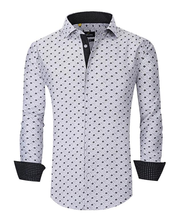 Azaro Uomo Mens Geometric Print Shirt - Grey Product Image