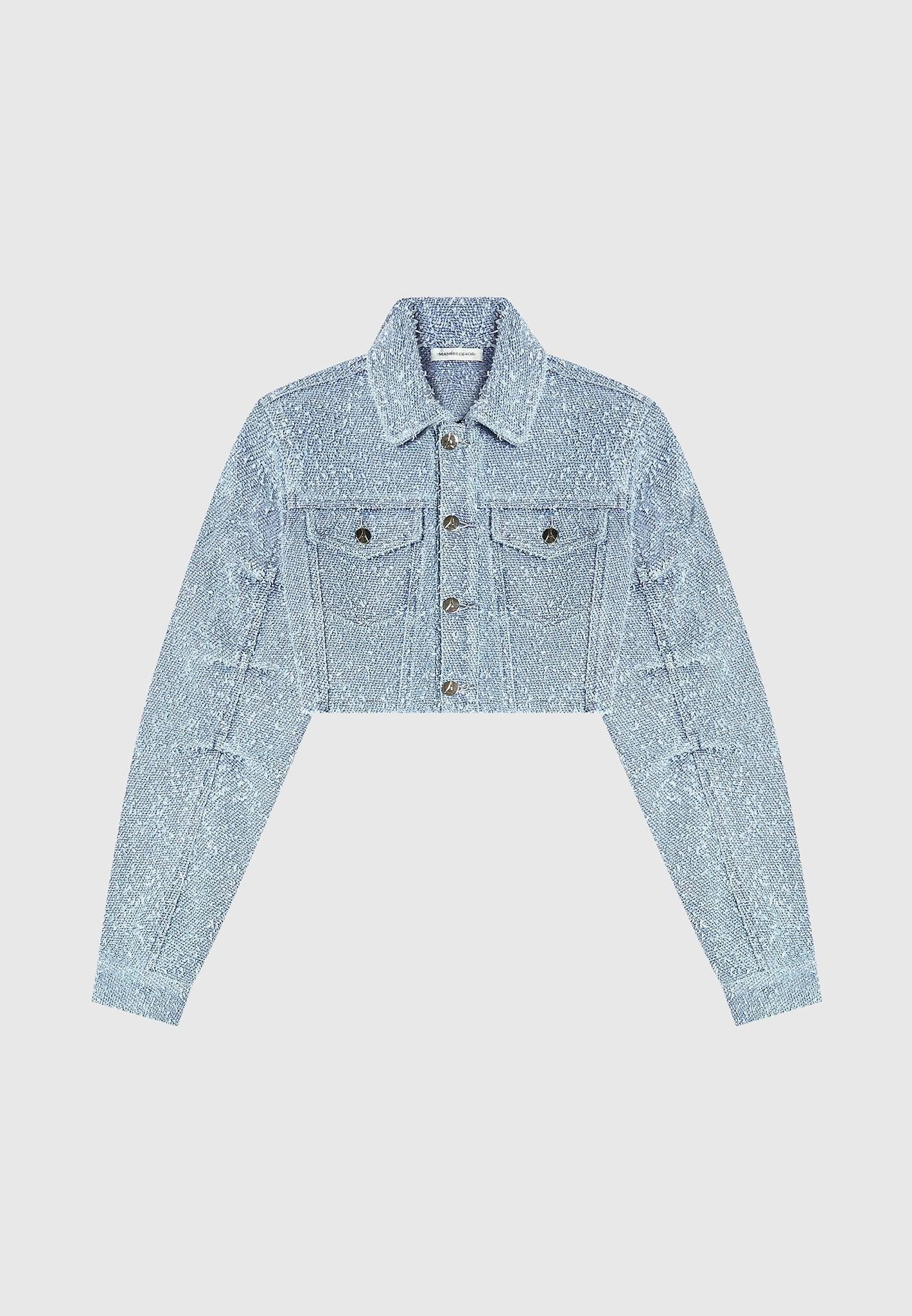 Cropped Boucle Denim Jacket - Mid Blue Female Product Image