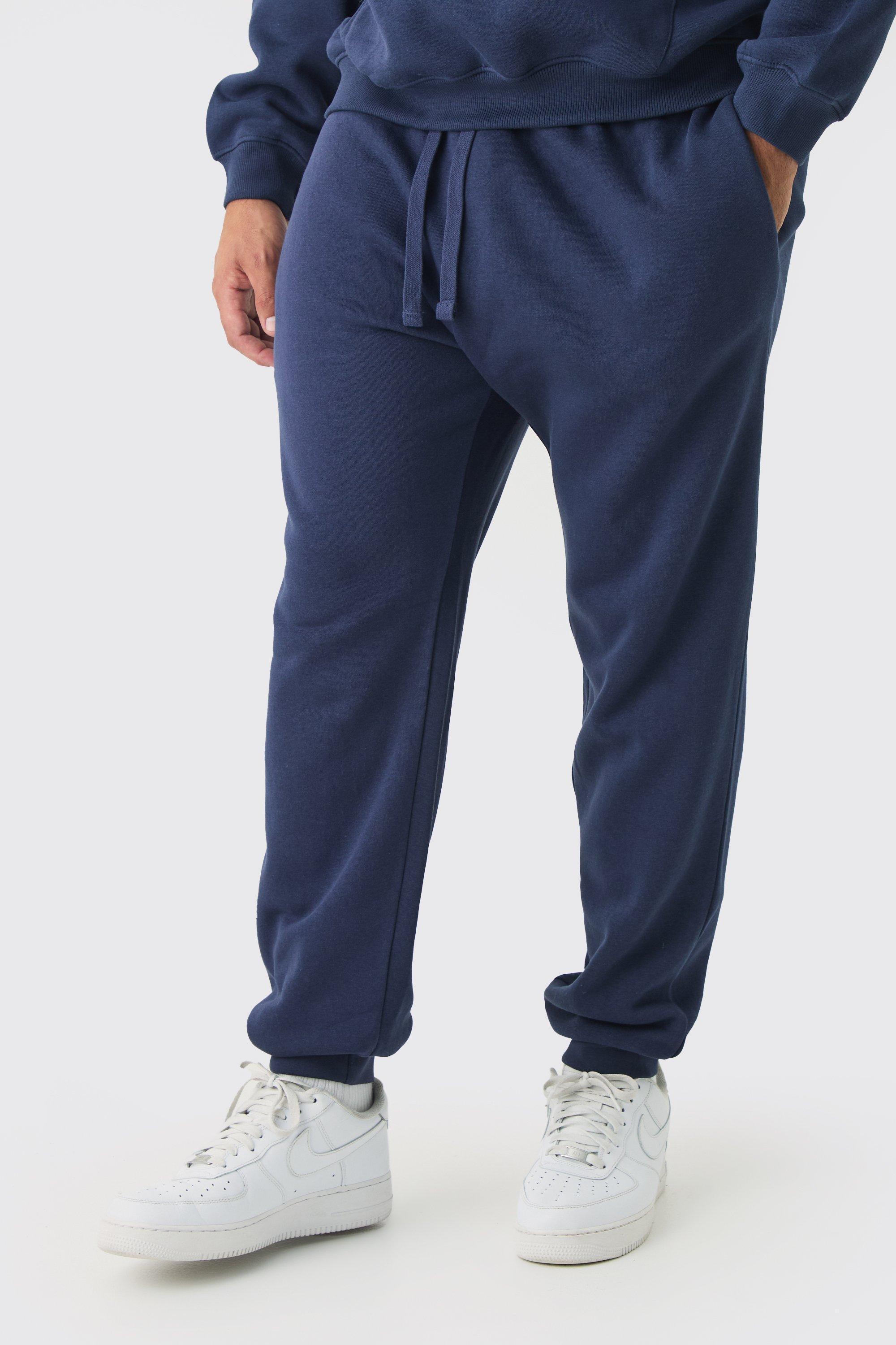 Plus Basic Sweatpants In Navy | boohooMAN USA Product Image