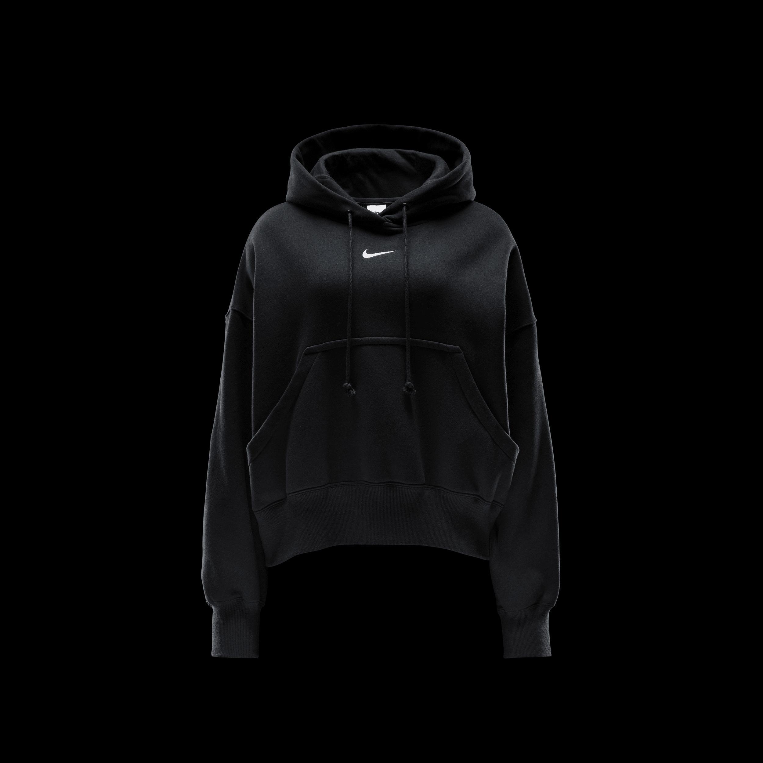 Nike Phoenix Fleece super oversized hoodie in black Product Image