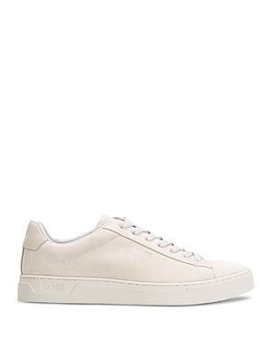 Suede Lace-up Trainers With Branded Loop In White Product Image