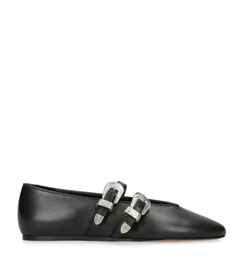 Leather Buckle Claudia Ballet Flats In Black Product Image