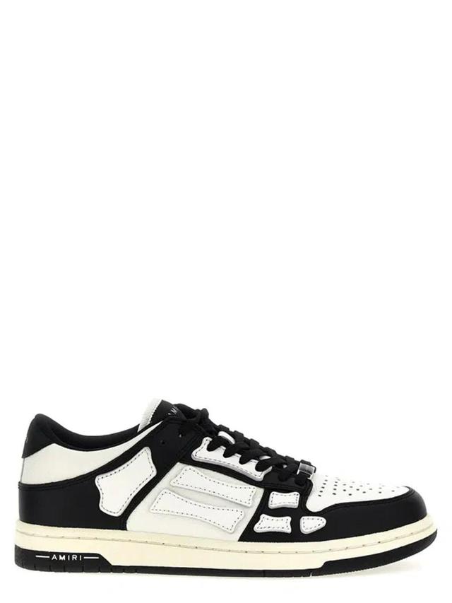 AMIRI Skel Panelled Leather Sneakers In Black And White Product Image