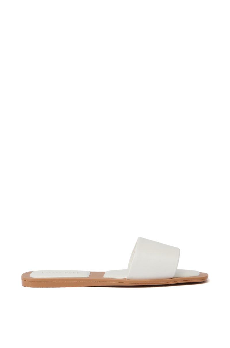 AZALEA WANG CELESTIN WHITE FLAT SANDAL Product Image