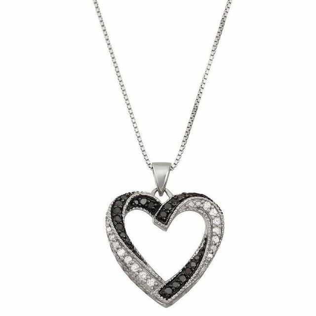 HDI Sterling Silver 1/5 Carat T.W. Diamond Heart Shaped Pendant Necklace, Womens Product Image