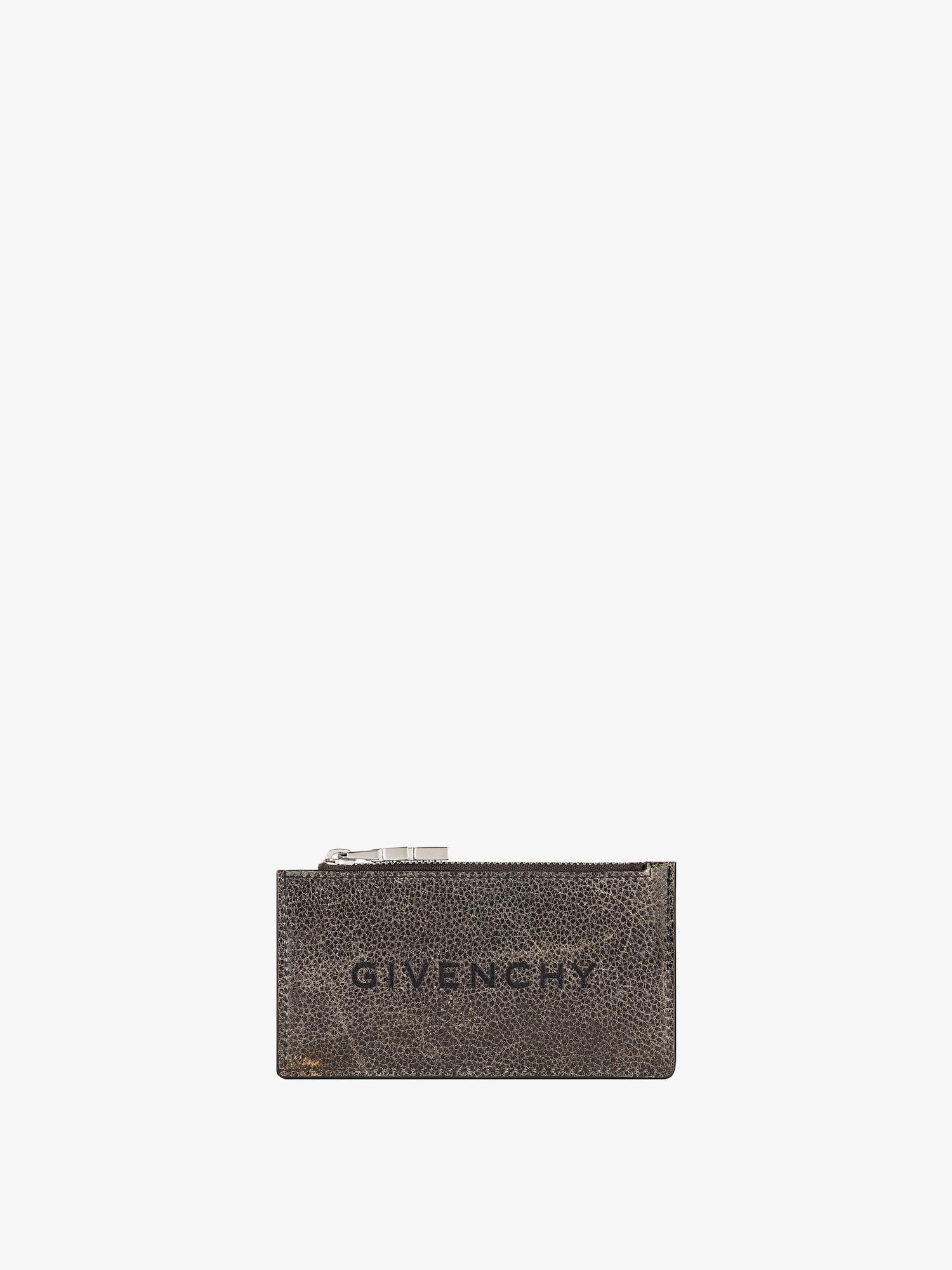 Zipped card holder in crackled leather Product Image