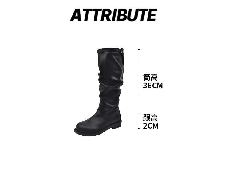 Buckled Faux Leather Tall Boots Product Image