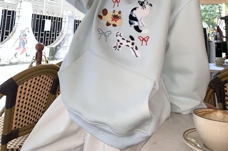 Animal Embroidered Oversized Hoodie Product Image