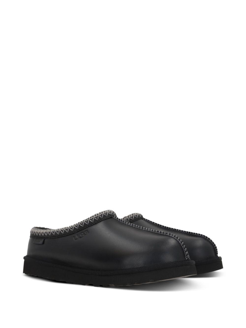 UGG Mens Black Tasman Branded Leather Slippers Product Image