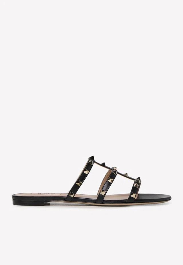 VALENTINO GARAVANI Rockstud Leather Flats In Black Product Image