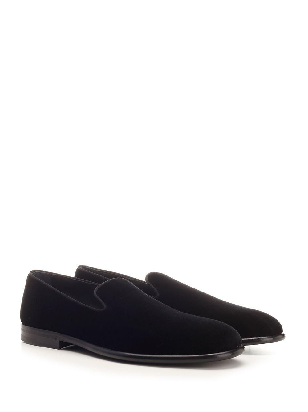 Classic Velvet Slip On Loafers In Black Product Image