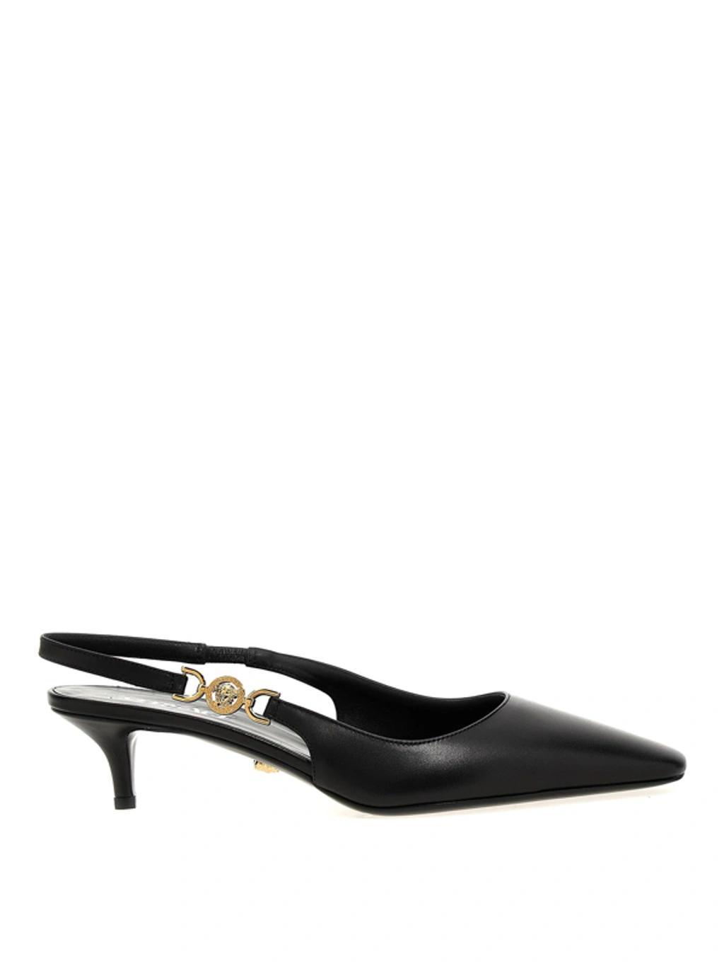 Embellished Patent-leather Slingback Pumps In Black Product Image