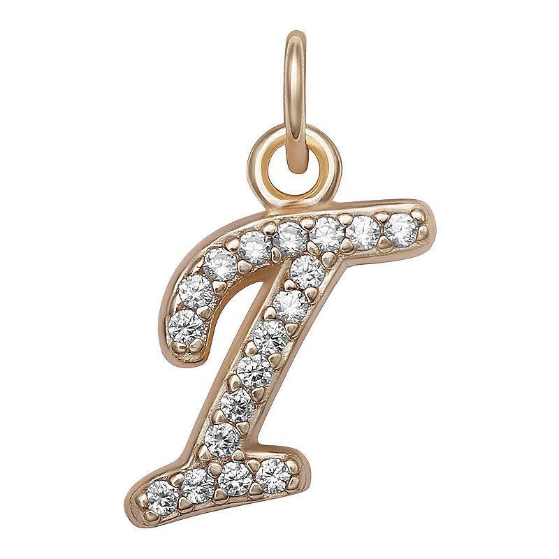 LC Lauren Conrad Sterling Silver Cubic Zirconia Initial Charm, Womens, Grey Product Image