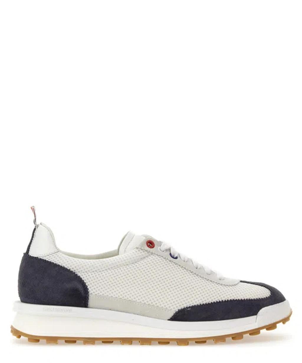 Navy Tech Runner Low Top Sneakers In Grey Product Image