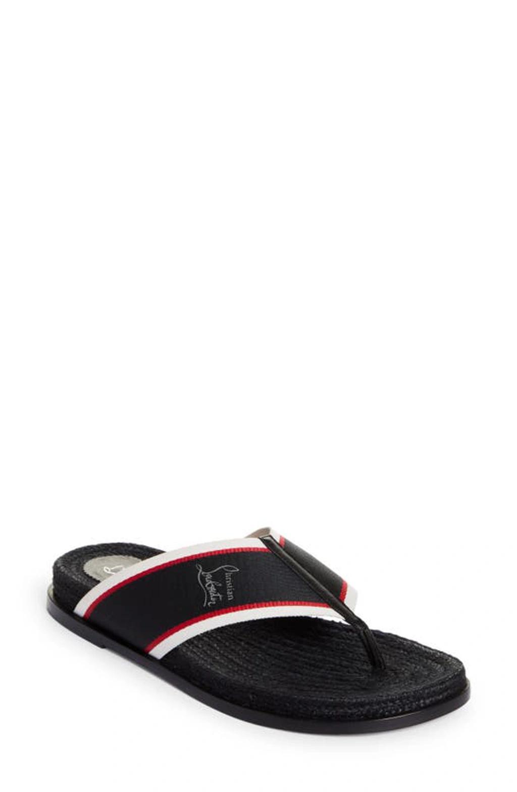 CHRISTIAN LOUBOUTIN Hot Flip Espadrille Flip Flop In Black Product Image