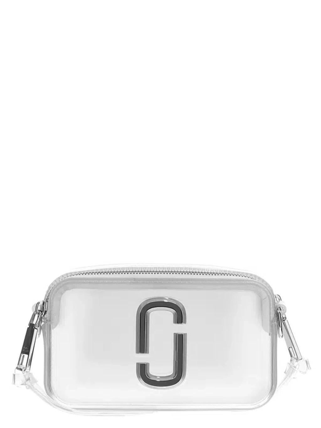 MARC JACOBS The Snapshot Saffiano Leather Cross Body Bag In White Product Image